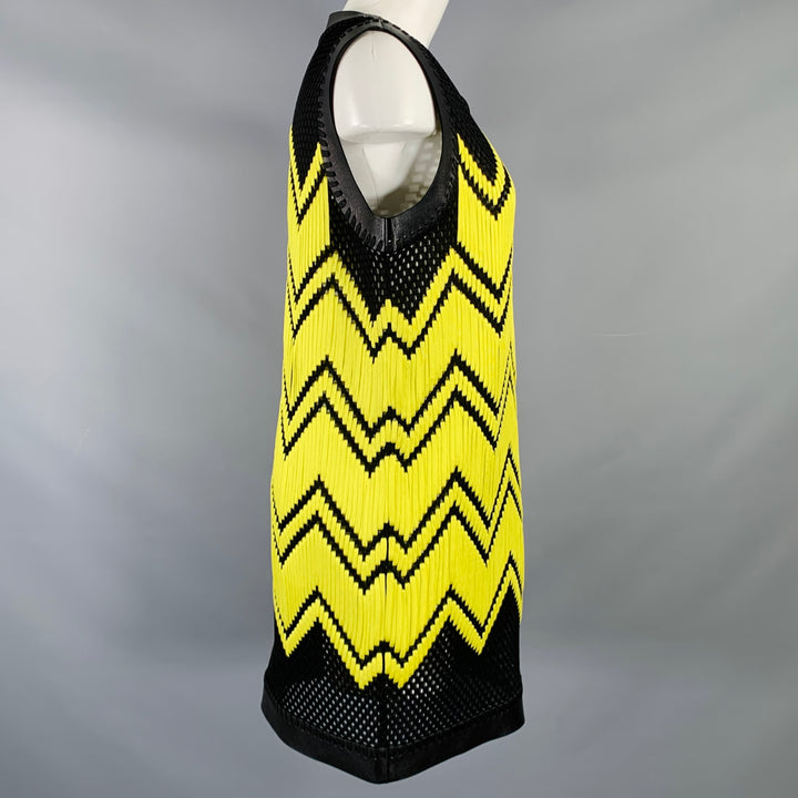 ALEXANDER WANG Black Yellow Polyester Woven Lamb Skin Cocktail Dress