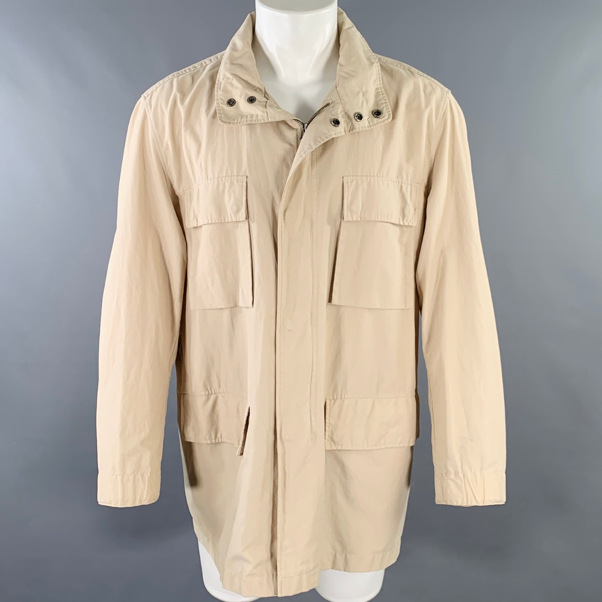 ERMENEGILDO ZEGNA Size M Cream Cotton Blend Field Jacket – Sui
