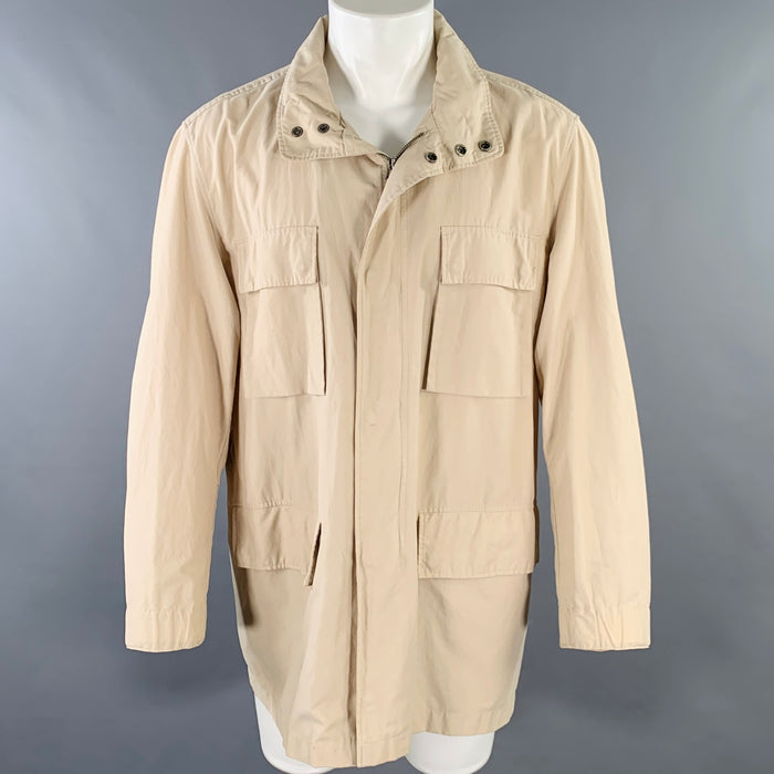 ERMENEGILDO ZEGNA Size M Cream Cotton Blend Field Jacket