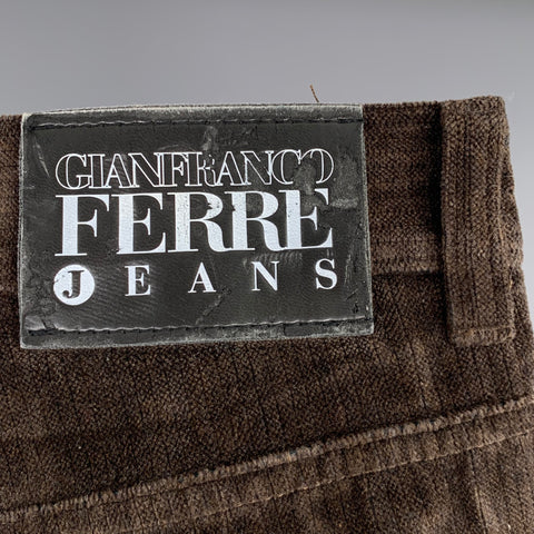 GIANFRANCO FERRE Size 33 Brown Velvet Cotton Button Fly Jeans