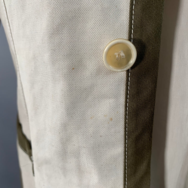 COMME des GARCONS SHIRT Size M Regular Beige Olive Cotton Linen Notch Lapel Sport Coat