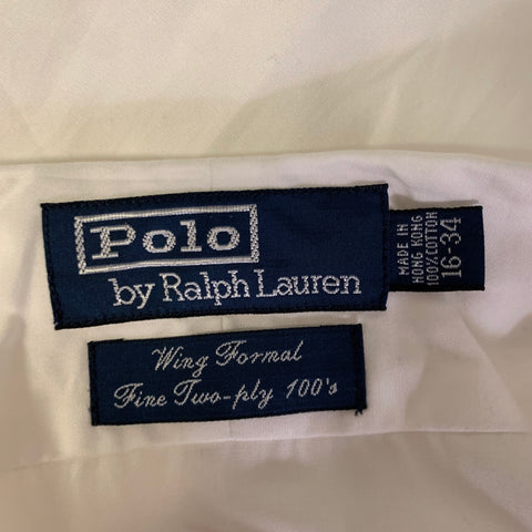 POLO Size XL White Ruffled Cotton Tuxedo Long Sleeve Shirt