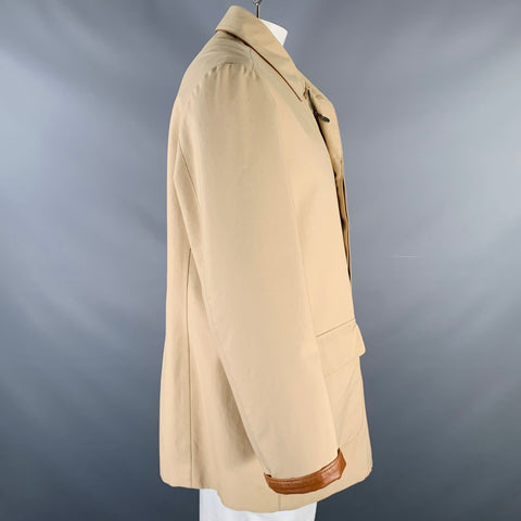 BRIONI Size XL Khaki Cotton Silk Zip Buttons Storm System Coat