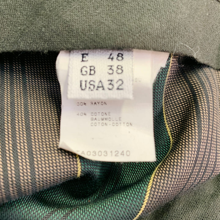 JEAN PAUL GAULTIER Size L Green Brown Stripe Sleeveless One Pocket Tie Suit