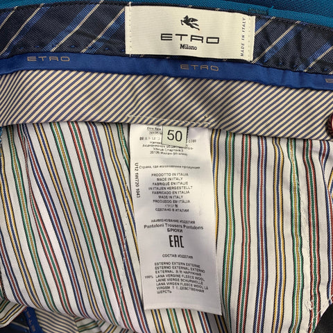 ETRO Size 34 Teal Wool Zip Fly Dress Pants