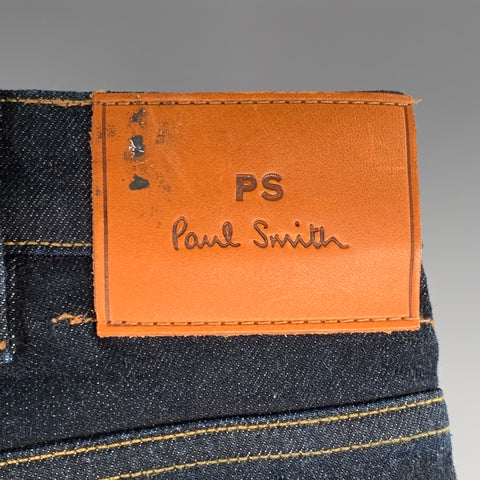 PS by PAUL SMITH Size 31 Indigo Contrast Stitch Cotton Blend Straight Jeans