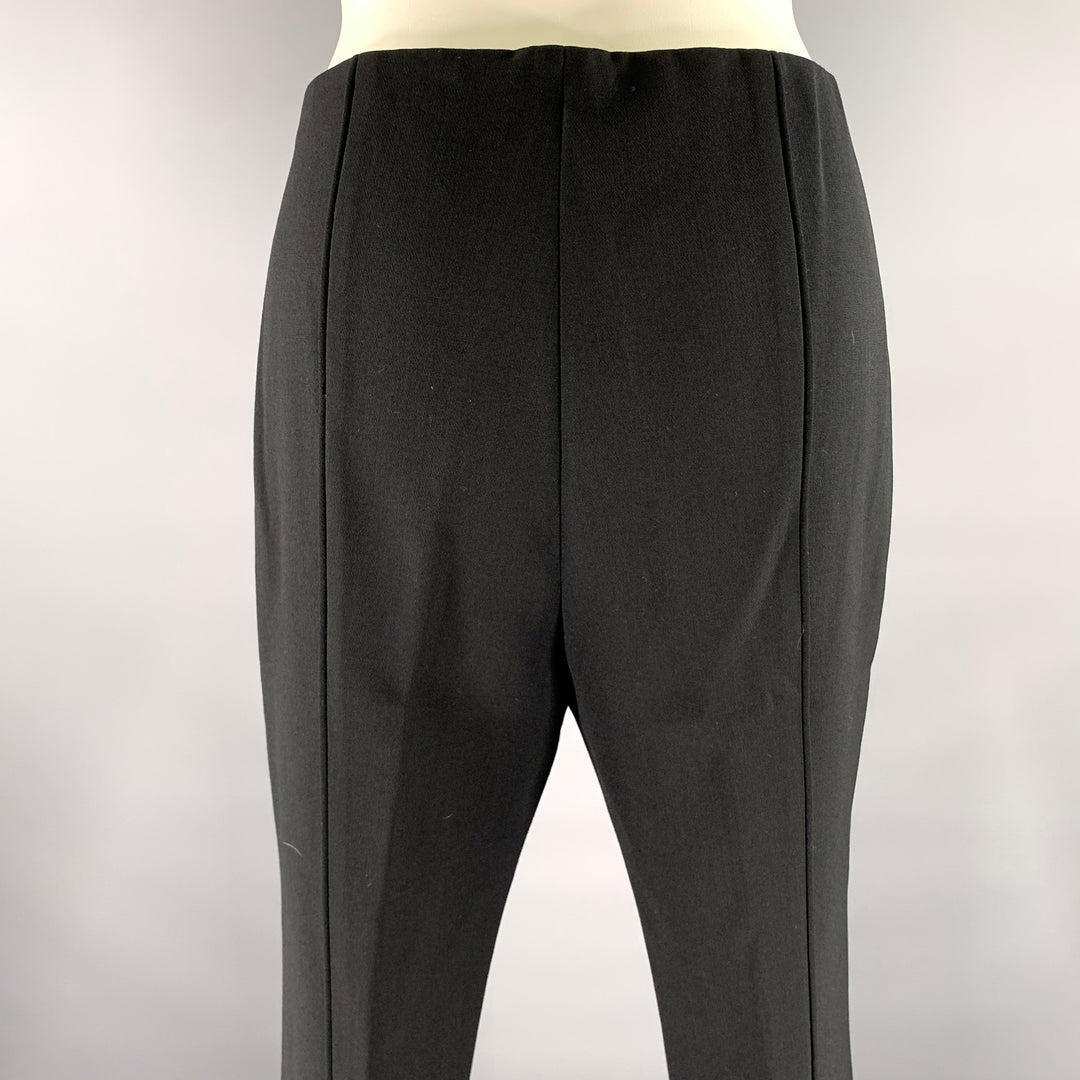 THE ROW Size 12 Black Wool Elastane Pintuck Side Zipper Pants