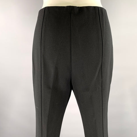 THE ROW Size 12 Black Wool Elastane Pintuck Side Zipper Pants