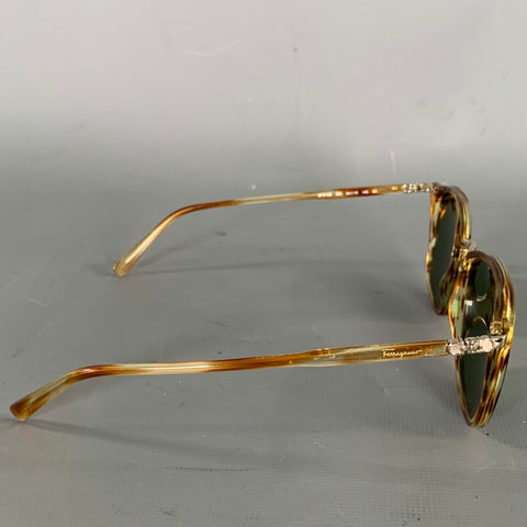 SALVATORE FERRAGAMO Brown Tortoise Acetate & Metal Sunglasses & Eyewear