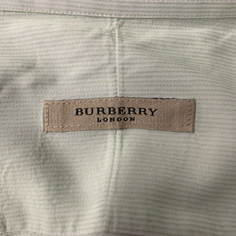 BURBERRY Size XL Green Mint Stripe Cotton Pointed Collar Long Sleeve Shirt