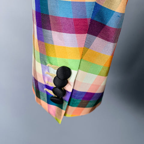 MR TURK Size 44 Multi Color Plaid Silk Notch Lapel Sport Coat