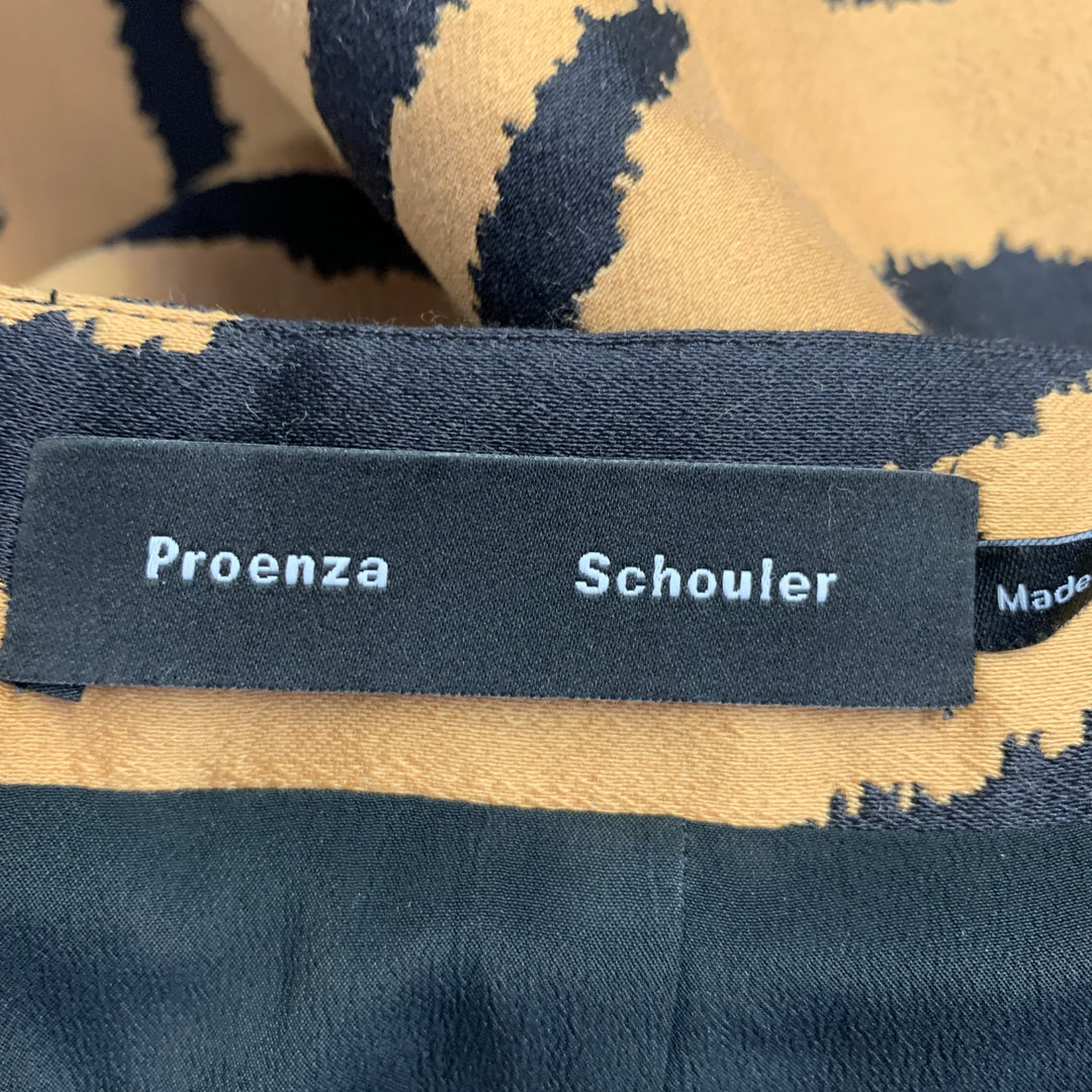 PROENZA SCHOULER Size 8 Tan Black Wool Silk Animal Print Back Zip Mini Skirt
