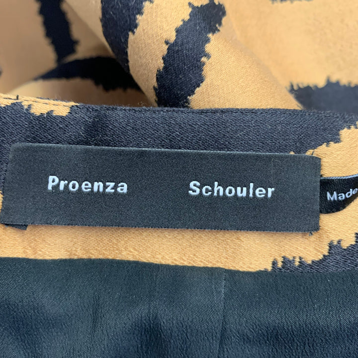 PROENZA SCHOULER Size 8 Tan Black Wool Silk Animal Print Back Zip Mini Skirt