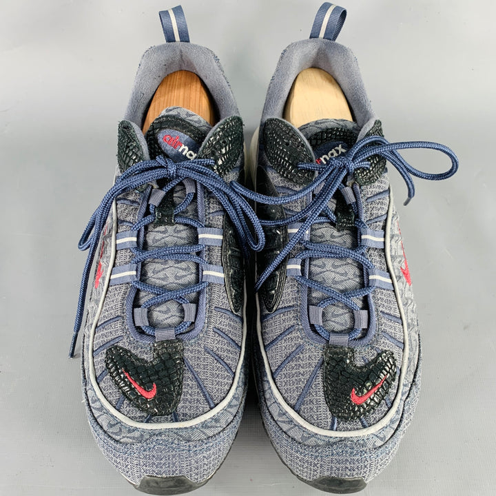 NIKE Size 10.5 Grey Black Burgundy Logo Rubber Sole Sneakers
