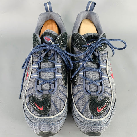 NIKE Size 10.5 Grey Black Burgundy Logo Rubber Sole Sneakers