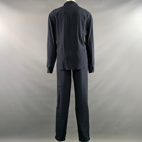 DOLCE & GABBANA Size S Navy Polka Dot Silk Pajama Set