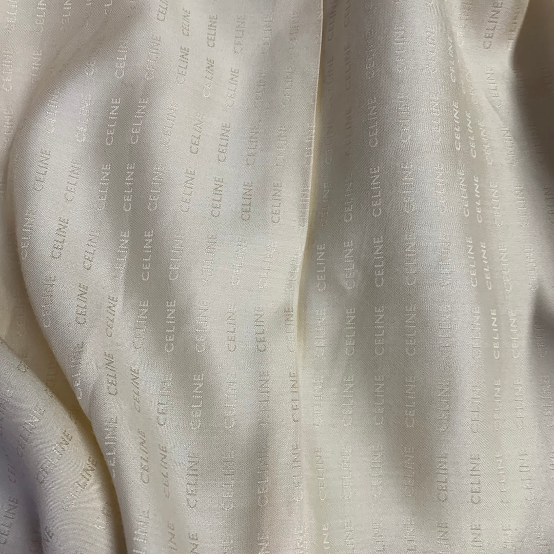 CELINE Size 8 Cream Gold Wool Blend Short Sleeve Jacket Blazer