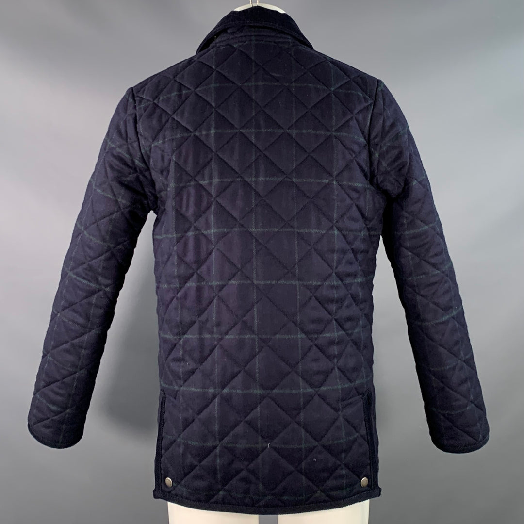 MACKINTOSH Size M Navy Green Window Pane Wool Quilted Button Up Jacket