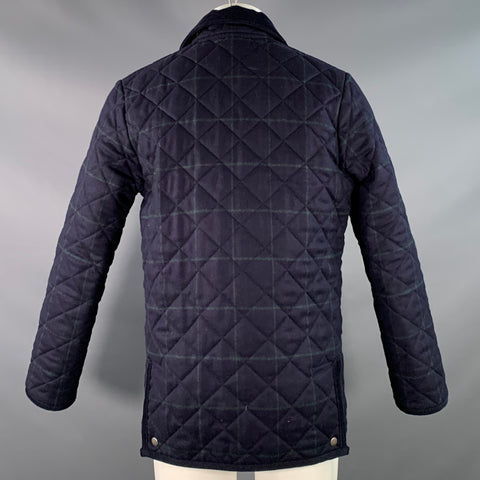 MACKINTOSH Size M Navy Green Window Pane Wool Quilted Button Up Jacket