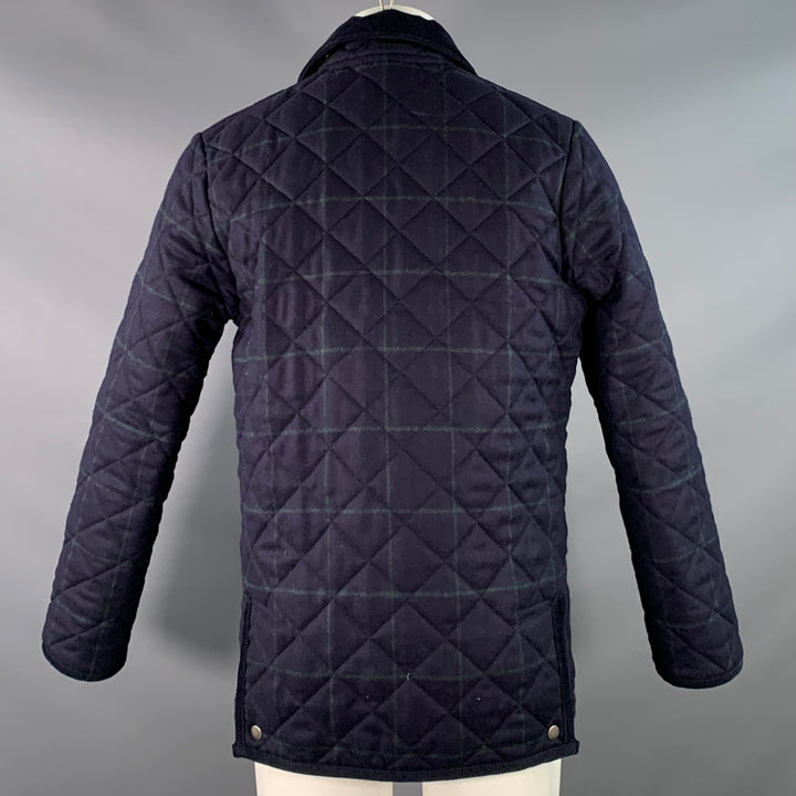MACKINTOSH Size M Navy Green Window Pane Wool Quilted Button Up Jacket