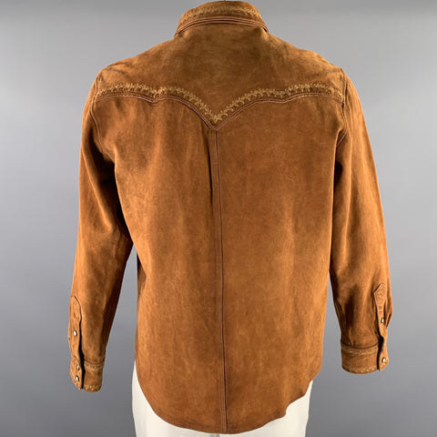 RRL by RALPH LAUREN Size XL Brown Embroidered Suede Western Jacket
