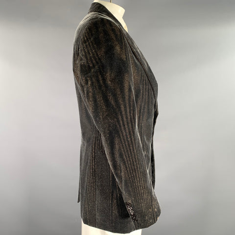 TOM FORD Chest Size 42 Black Gold Shimmery Viscose Blend Peak Lapel Sport Coat