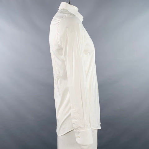 DOLCE & GABBANA Size L White Cotton Blend Button Up Long Sleeve Shirt