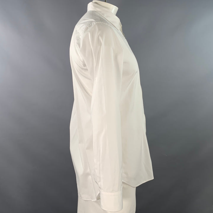 COMME des GARCONS Size L White Cotton Zip Up Long Sleeve Shirt