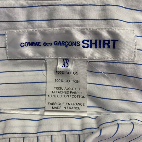 COMME des GARCONS SHIRT Size XS White Blue Patchwork Stripe Cotton Long Sleeve Shirt