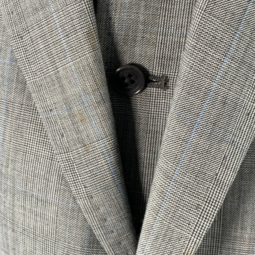 ASTOR & BLACK Size 44 Grey White Glenplaid Sport Coat Vest Set