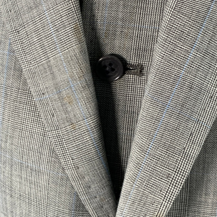 ASTOR & BLACK Size 44 Grey White Glenplaid Sport Coat Vest Set