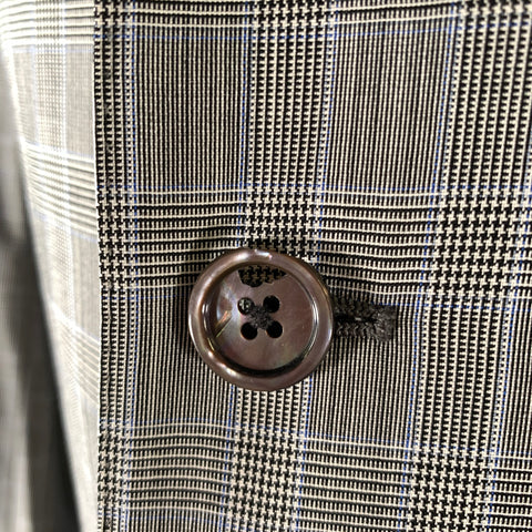 BLACK FLEECE Size 40 Grey Black Glen Check Wool Notch Lapel Suit