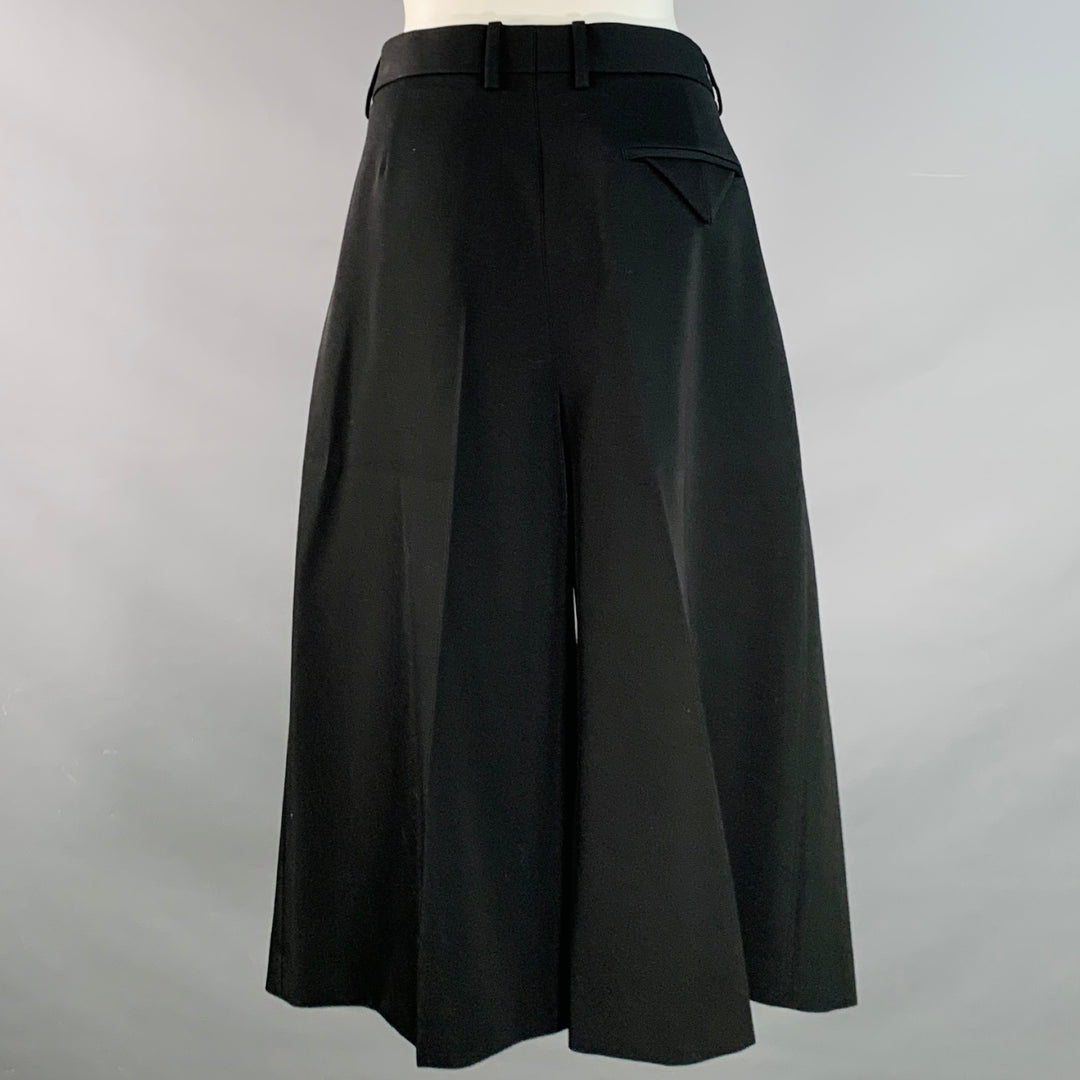 BOTTEGA VENETA Size M Black Wool Flat Front Wide Leg Shorts