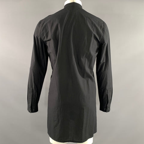 HELMUT LANG Size S Black Cotton Nehru Collar Long Sleeve Shirt