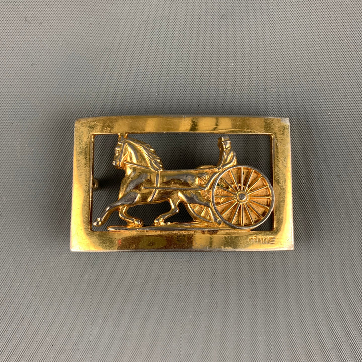 CELINE Gold Metal Equestrian Carriage Belt Buckle