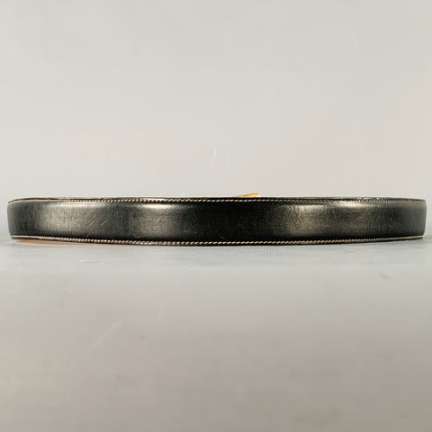 NEIMAN MARCUS Size 36 Black Brass Leather Belt
