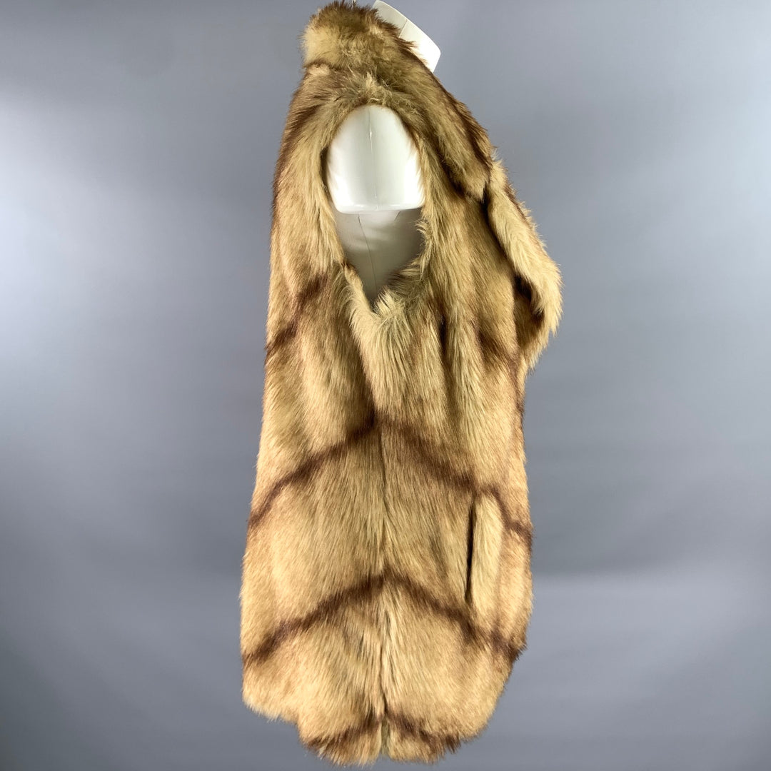 BASSO Size M Tan Brown Faux Fur Modacrylic Vest