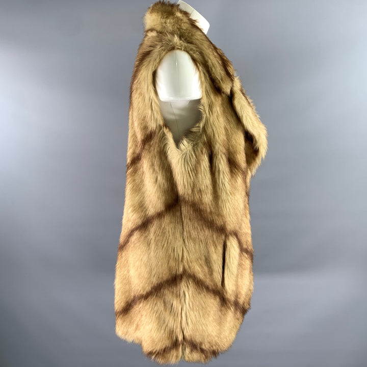 BASSO Size M Tan Brown Faux Fur Modacrylic Vest