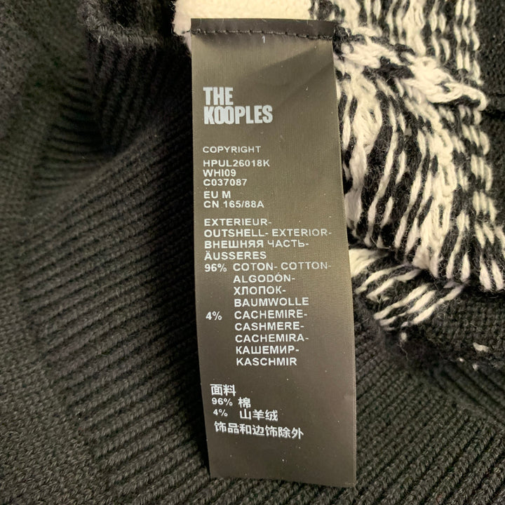THE KOOPLES Size M White Black Knit Cotton Cashmere Crew Neck Sweater