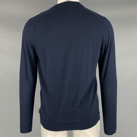 TED BAKER Jersey con cuello en V y mezcla de lana de punto azul marino talla M