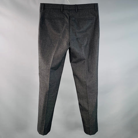 DRIES VAN NOTEN Size 32 Charcoal Grey Wool Flat Front Dress Pants