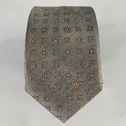 BURBERRY LONDON Grey Dots Silk Twill Tie