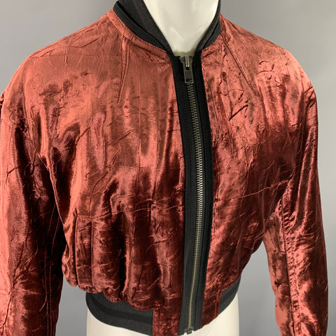 HAIDER ACKERMANN Size M Burgundy Velvet Rayon Bomber Jacket