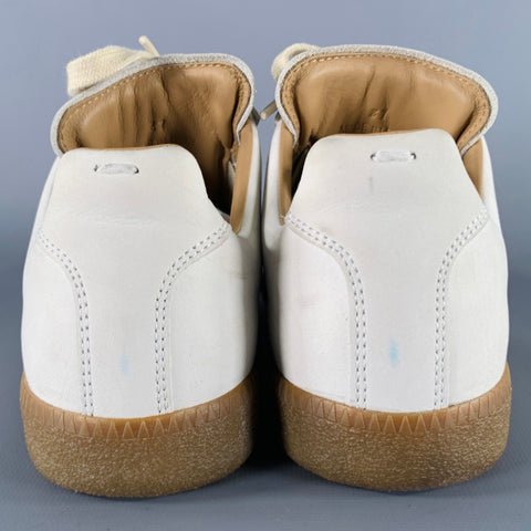 MAISON MARGIELA Size 7 Beige White Suede Lambskin Low Top Sneakers