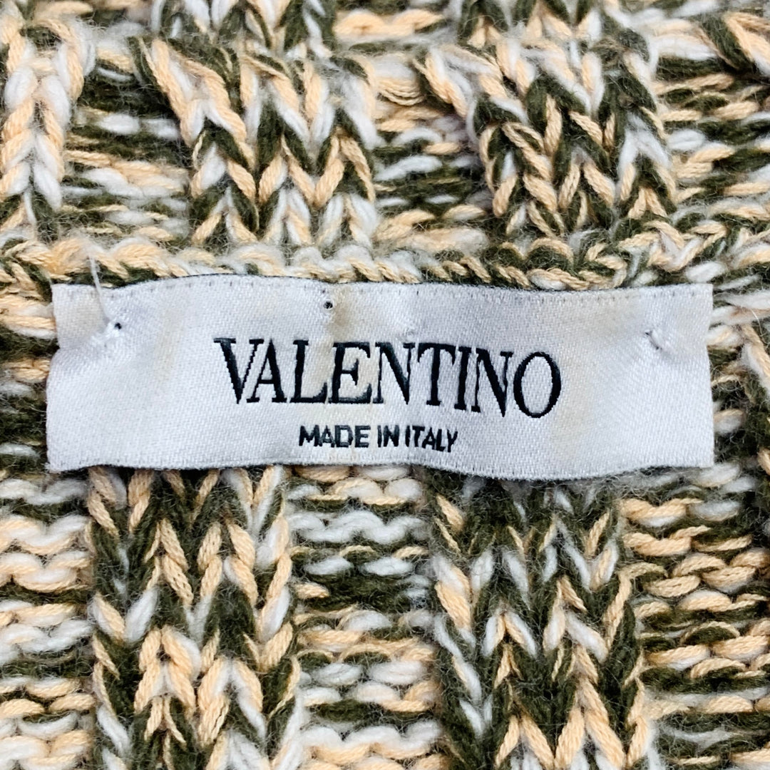 VALENTINO Size S Yellow Olive Rib Knit Wool Blend Crew Neck Sweater