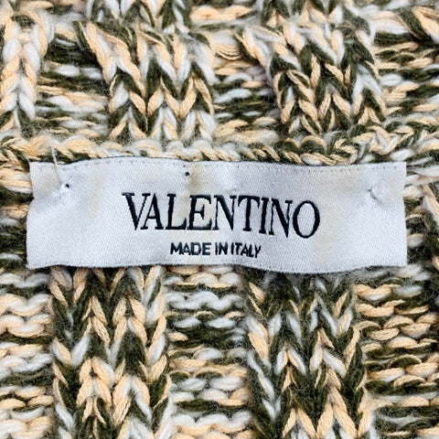 VALENTINO Size S Yellow Olive Rib Knit Wool Blend Crew Neck Sweater