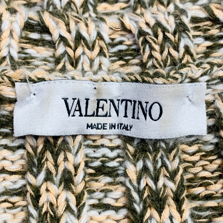 VALENTINO Size S Yellow Olive Rib Knit Wool Blend Crew Neck Sweater