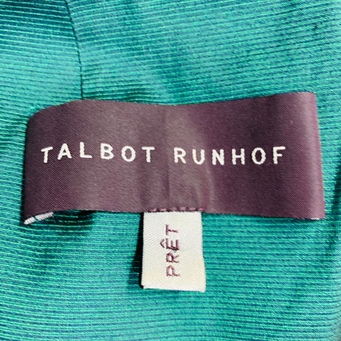TALBOT RUNHOF Size 10 Green Black Polyester Blend Lace Panel Cocktail Dress