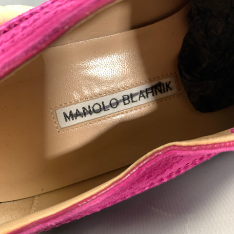 MANOLO BLAHNIK Size 8.5 Purple Perforated Suede Wingtip Lace Up Shoes