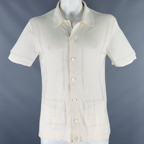 Chemise TODD SNYDER Taille L Crème Œillet Soie Coton Manches Courtes